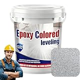 Epoxy Floor Paint,Epoxy Colored Sand Floor Paint 35Oz, High-gloss Marble Effect Coating, Garage Floors Painting, Covers Approximately 7.2 Sq Ft (White Marble Gray, 1kg)