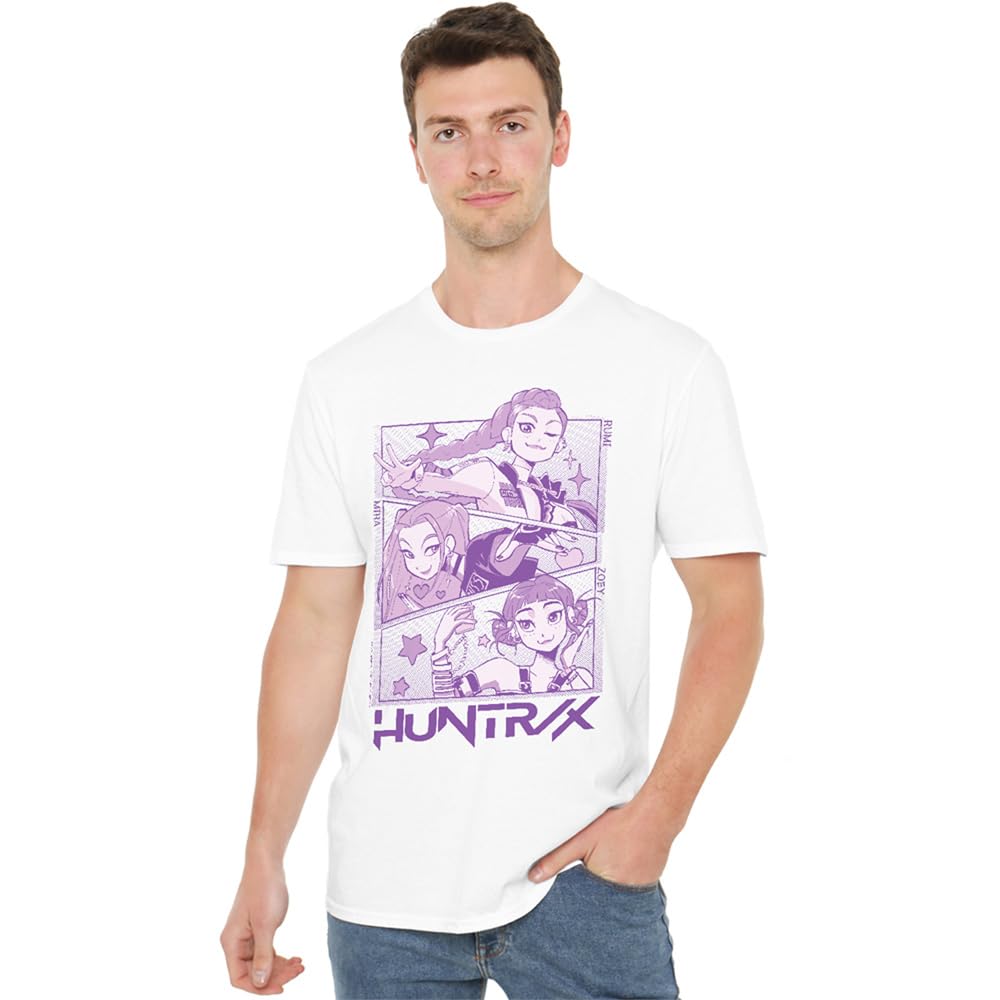 K-Pop Demon Hunters - Huntrix Huntr/X Manga Panels Trio Unisex T Shirt, White, X-Large