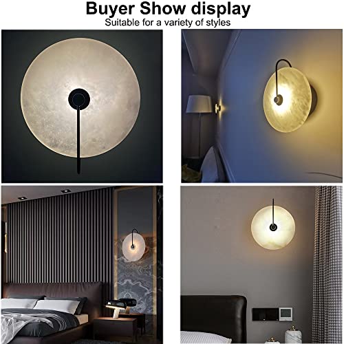 Image of Retro 5W Wall Lamp Fixture 6 inch Marble Stone Round Lampshade Bedroom Bedside Light LED SMD 2835 Wall Mounted Light Indoor Lighting Hotel Living Room Warm White 3000K Black