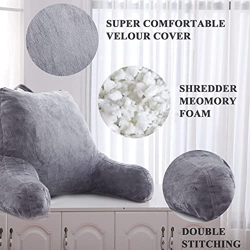 Reading Pillow Standard Size Back Support Pillow For Sitting In Bed Adult, Firm Husband Pillow Shredded Memory Foam Back Cushion Rest Pillow Backrest Pillows Book Pillow For Reading In Bed With Arms #TOP2