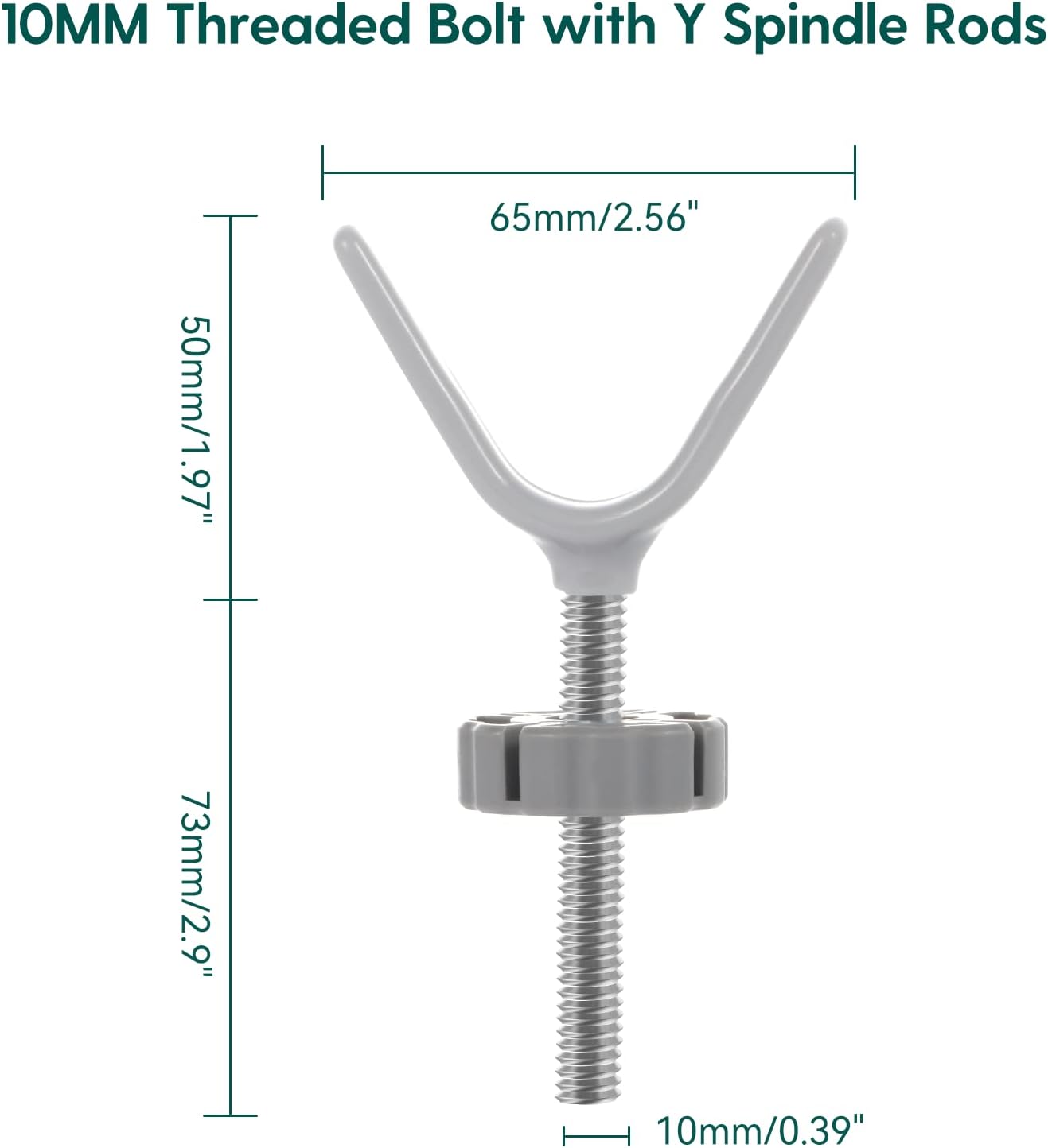 Babelio Baby Gate Stairs Banister Adapter-Y Threaded Spindle Rods for Pressure Mounted for Child & Pet Safety Gates with Extra Long Wall Mounting Screws Rod & Bolts (10MM)