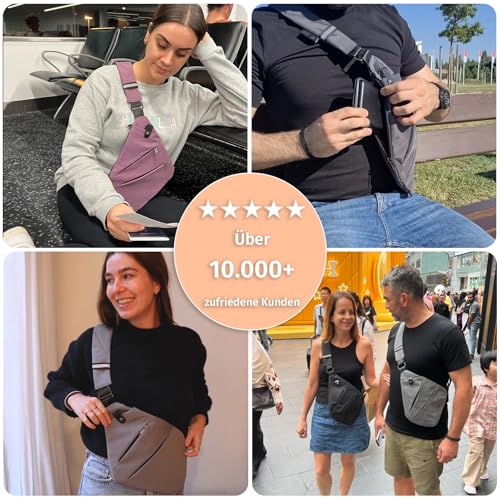 Gipfelfreund Anti Diebstahl Tasche, Diebstahlsichere Tasche, Crossbody Bag, Umhängetasche Damen, Damen-Schultertaschen, Brusttasche Herren, Sicherheitstasche Reise für Herren