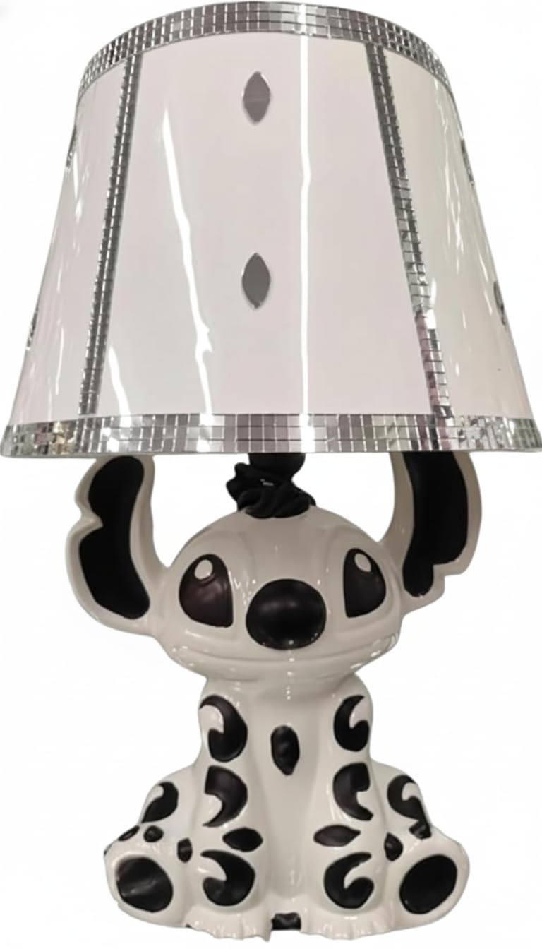 Bling Crushed Diamond Stitch Table Lamp with Silver Shade Ceramic Base Sparkling Bedside Home Decor (White Black) [Energy Class A]