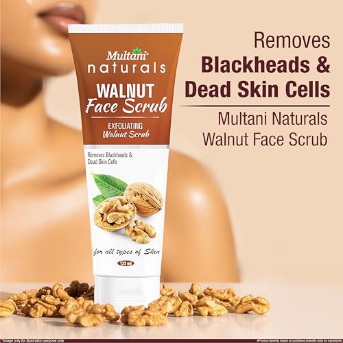 Image of Multani Naturals Walnut Face Scrub 125ml (Pack of 2) | Removes Blackheads & Dead Skin Cells