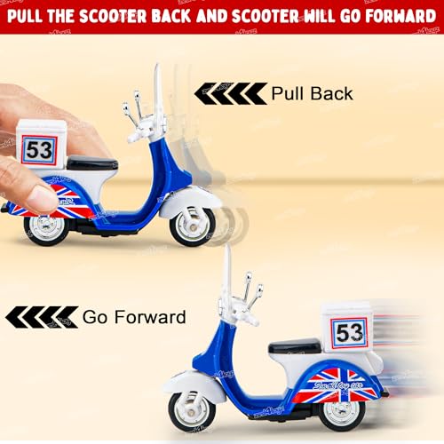 Image of Zest 4 Toyz Kids Scooter Toy for Kids | Die-Cast Miniature Bike Pull Back Toy for Toddlers | Toys for 3 Years & Above | Designer Mini Scooter for Boys & Girls - Blue