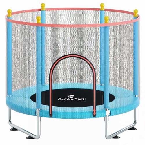 Image of StarAndDaisy 55-Inch Trampoline with Safety Net and U-Shaped Legs for Kids and Adults /Indoor and Outdoor Use /Strong 120KG Weight Capacity /Durable Stainless Steel Frame and Legs (Blue Economy)