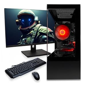 SAAV X2 Gaming PC Computer Desktop – Intel Core i5 3.4GHz, 16GB RAM, AMD RX580 8GB GDDR5 GPU, 512GB NVME SSD, WiFi 5, Bluetooth, Win 10, Mouse, Keyboard & 22in FHD LCD Monitor, 1-Year Warranty