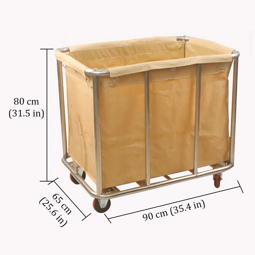 Carrello Mobile Portatile Multifunzionale, Carrello per Lavanderia su Ruote Commerciale Extra Large, Carrello per Biancheria per Hotel con Ruote, per Bagno, Supporto 100 Kg,Beige