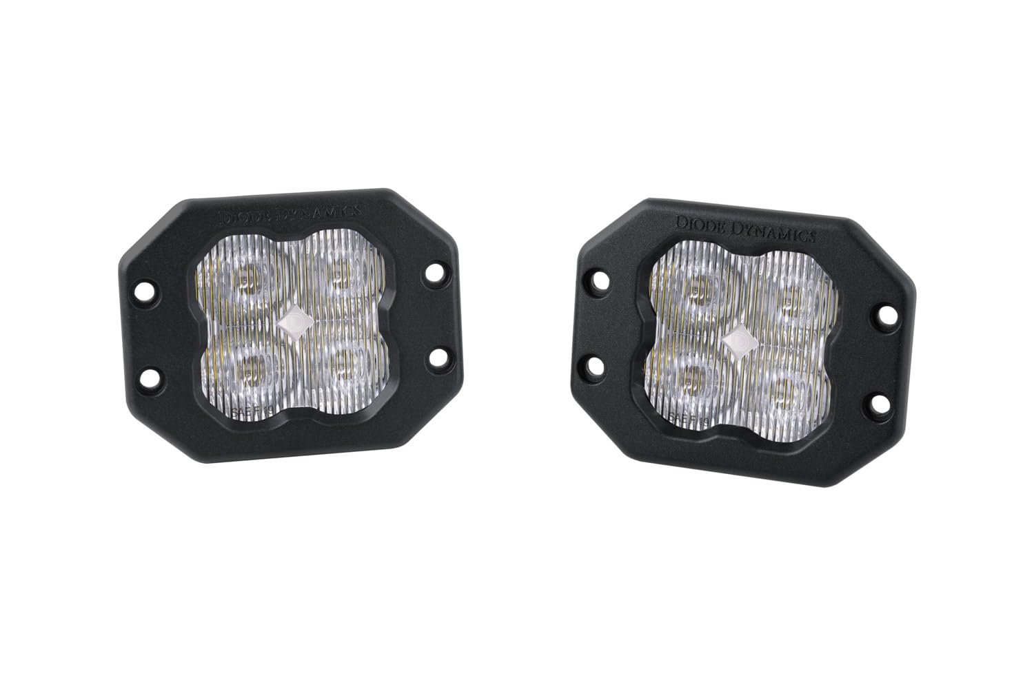 Diode Dynamics SS3 SAE/DOT White Pro Flush Mount LED Pod (pair), SAE Fog with Amber Backlight