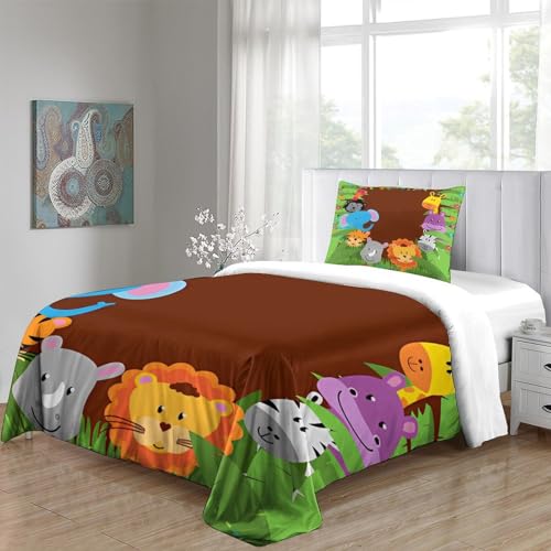 Housse de couette lion fermeture éclair pour lit simple microfibre - 5