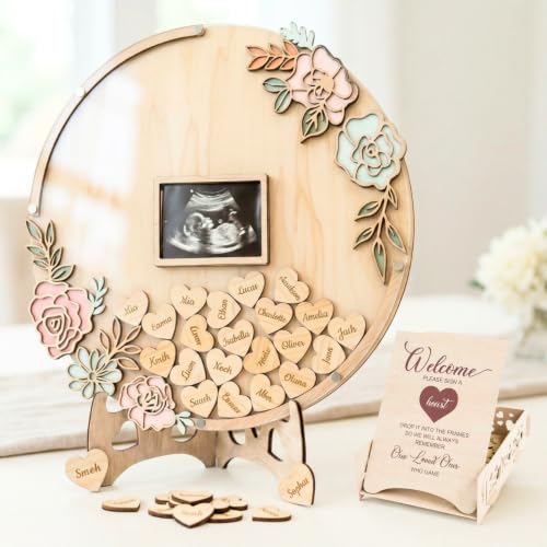 Image of The Real Bossy Baby Memory Keepsake Frame Guestbook - Luxury Baby Shower, First Birthday & Wedding Guest Book Alternative - Preserve Wishes, Messages & First Year Memories in a Beautiful Bloom Nursery Display Baby or Boho Wildflower Home Decor
