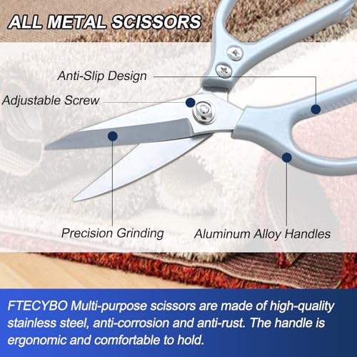 Image of Leather Scissors, All metal Scissors, Heavy Duty Scissors Short Blades Effortless Cutting - Large Comfortable Shears for Crafting, Sewing Fabric, Leather, Cotton, Cloth