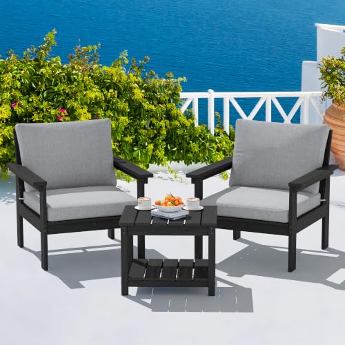 Image of SERWALL HDPE Patio Conversation Set with Side Table