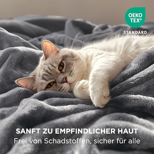 BEDSURE Kuscheldecke Flauschig Decke Fleecedecke - Wohndecke Warm Winter Weich, Sofadecke XL, Decke Couch Blanket, Wohn- & Kuscheldecken 150x200cm, Sofa überwurfdecke Grau – Bild 4