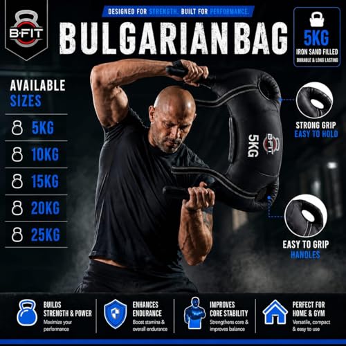 Image of B Fit Upgraded Bulgarian /Round Training Bag for Fitness Gym Training, Cross fit, Wrestling, Judo, Grappling, MMA, Full Body Workout.