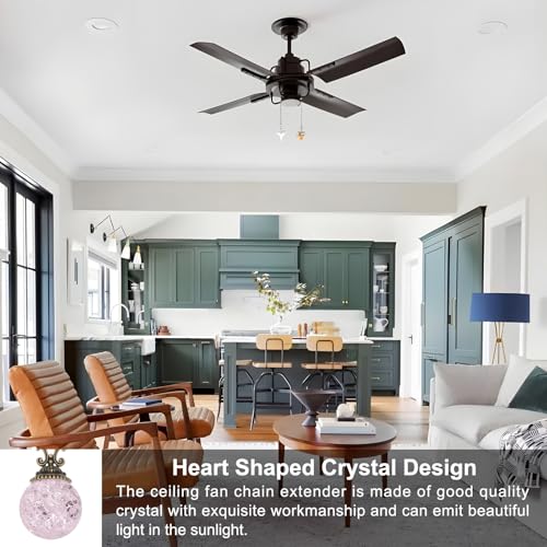Image of PATIKIL 22 inch Ceiling Fan Pull Chain, 4 Pcs Crystal Pull Chain Fan Connector Vintage Ceiling Fan Ornament Fan Chains Extender for Ceiling Light Lamp Fans, Pink (Ball)