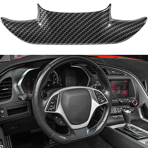 Carbon Fiber Look Steering Wheel Cover Molding Cover Trim for Chevrolet Corvette C7 Z06 Z51 ZR1 Stingray Grand Sport 2014 2015 2016 2017 2018 2019 Interior Accessories Small One (Black)