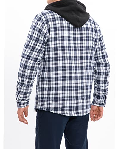 Image of ZENTHACE Men's Sherpa Lined Full Zip Hooded Plaid Shirt Jacket