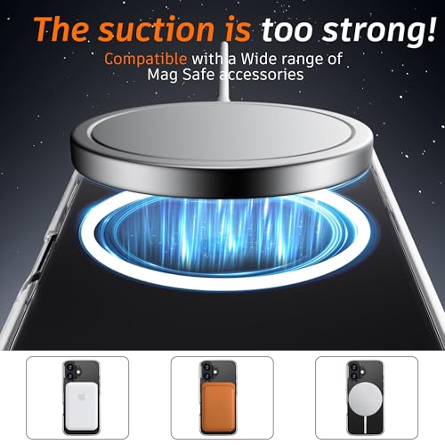 Image of Diverbox for iPhone 16 Case Clear [Compatible with MagSafe] [with Screen Protector + Camera Lens Protection ] Shockproof Phone case for iPhone 16 (Clear Magnetic)