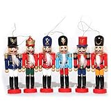 ORITA Christmas Wooden Nutcracker Soldier Ornament Decoration for Home 6 Pieces