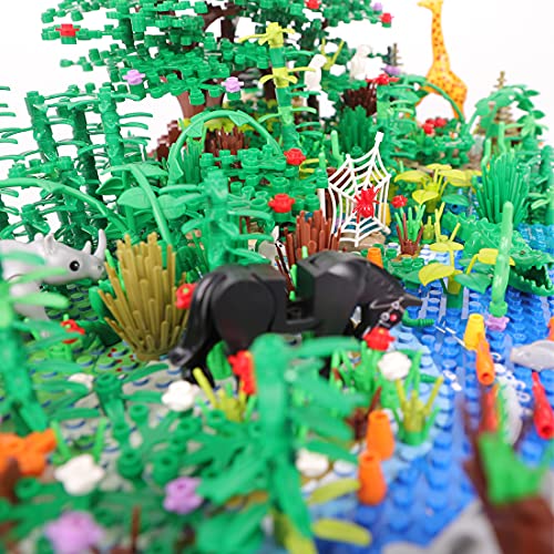 Myste Custom Tropischer Regenwald mit Grundplatte & Zubehör, 688 Teile DIY Dschungel Botanische Bausteinspielzeug mit… – Bild 5