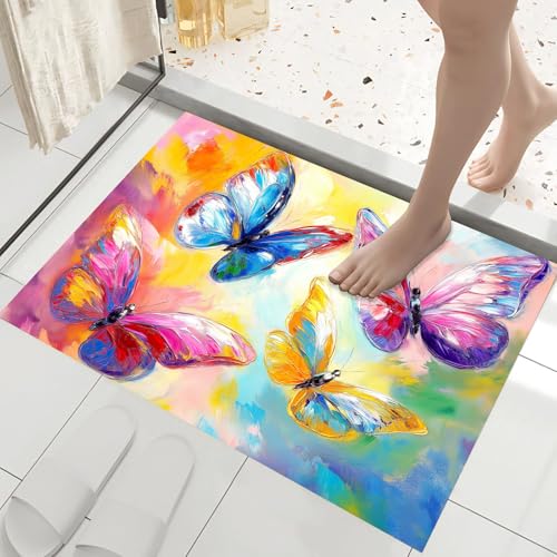 Tapis papillon abstrait 50x80cm | Paillasson déco lavable - 6