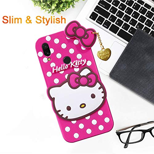Image of Unirock Hello Kitty Back Case Cover for Redmi Y3| 3D Cute Hello Kitty Case |Soft Silicone Rubber Back Cover with Pendant Kitty Cover for Redmi Y3 (Pink)