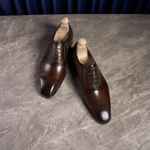 Santimon Mens Oxfords Dress Formal Shoes Genunie Leather Modern Brogues Oxford Fashion Business Casual Derby Prom Wedding Suit Shoes Tuxedo Shoes for Men4