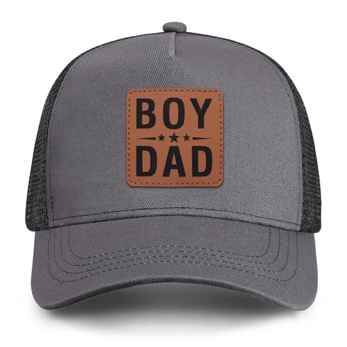 Image of Boy Father Dad Hat Leahter Patch from Son Trucker Hat Birthday