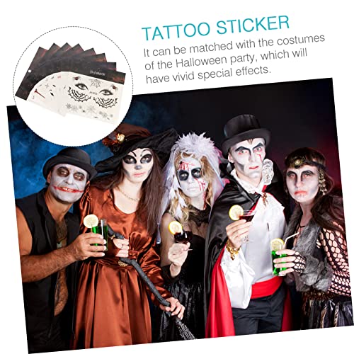 ADOCARN 8 Folhas Adesivos De Rosto De Halloween Favores De Festa De Halloween Decoração De Horror De