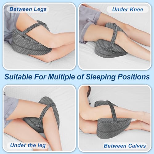 LITSPOT Kniekissen für Seitenschläfer, Ergonomisches Beinkissen Memory Schaum Seitenschläferkissen mit Kühlender Bezug, Orthopädisches Lagerungskissen für Optimale Unterstützun, Grau
