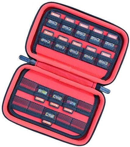Jun Xuan Hard Game Card Holder Storage Case for Nintendo Switch Games, Switch Game Holders or PS Vita or SD Memory Card Case (Black/Red)