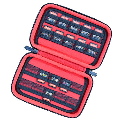 Jun Xuan Hard Game Card Holder Storage Case For Nintendo Switch Games, Switch Game Holders Or Ps Vita Or Sd Memory Card Case (Black/Red) #TOP4
