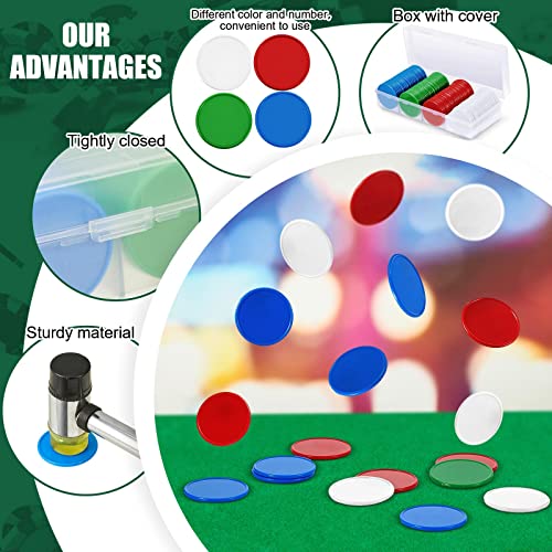 Lewtemi 300 Pcs Casino Poker Chips Set with Storage Box 1.45 Inch Plastic Blank Bingo Game Chips Learning Counters Disks for Adults Game Counting Play Learning Math(Blue, Red, Green, White) - Thumbnail 4