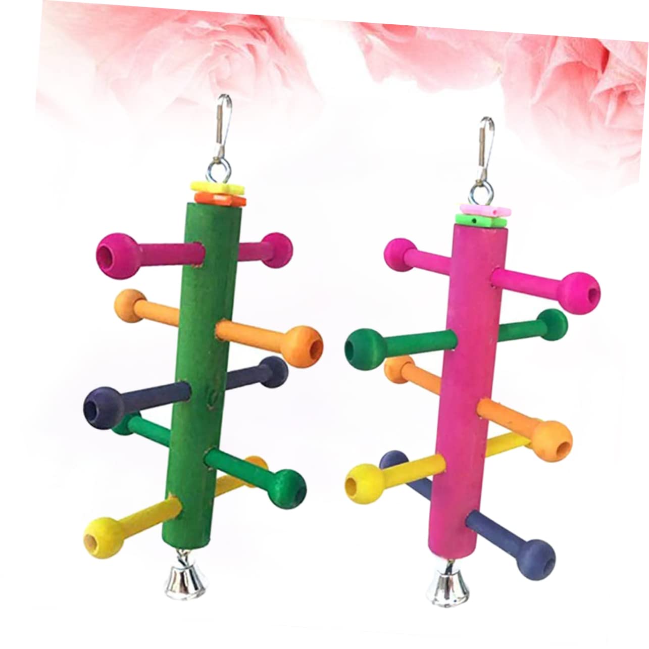 DOITOOL 3pezzi Torre Di Arrampicata Per Uccelli Legno Con Giocattolo Rotante Per Pappagalli Struttura Colorata Per Esercizio e Intrattenimento Dei Volatili Giocattolo Da Masticare Per