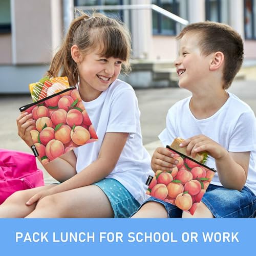 Bolsas reutilizables para bocadillos con diseño de fruta durazno, pack de 3 miniatura 6