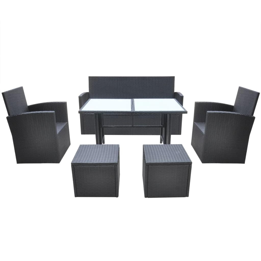 vidaXL Juego de Comedor de Jardín Ratán Sintético Negro Muebles Patio Exterior