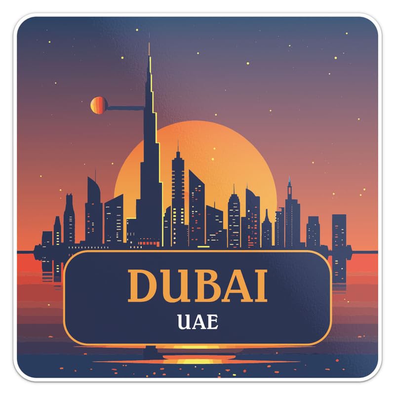 Generic United Arab Emirates Dubai City Sticker - Vinyl Waterproof Decal Quirky Gift Idea for Car, Laptop, Wall, Window, Book Cases, Water Bottle,