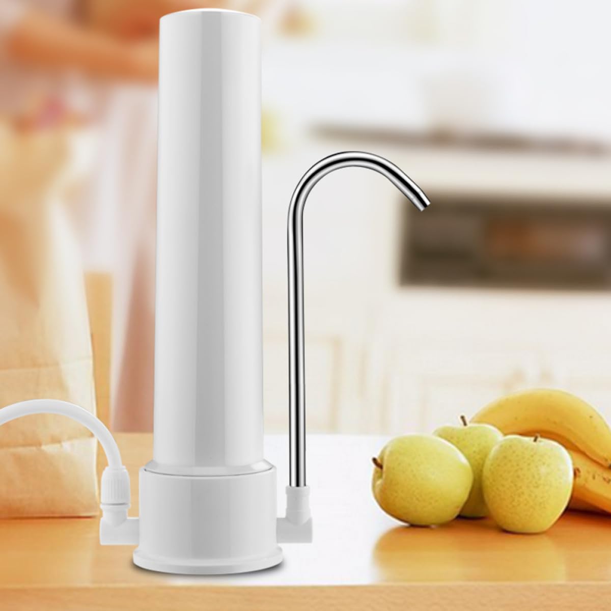 Alipis Filtro de Agua Potable y Filtro de Grifo de Encimera Sistema de Filtración Física, Material Cerámico y Plástico, para Cocina Doméstica, 1 Unidad, Uso Diario