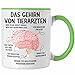 Trendation - Gehirn Tierarzt Tasse Tier&auml;rztin Geschenk Lustiger Spruch Spr&uuml;che Weihnachten Geburtstag (Gr&uuml;n)