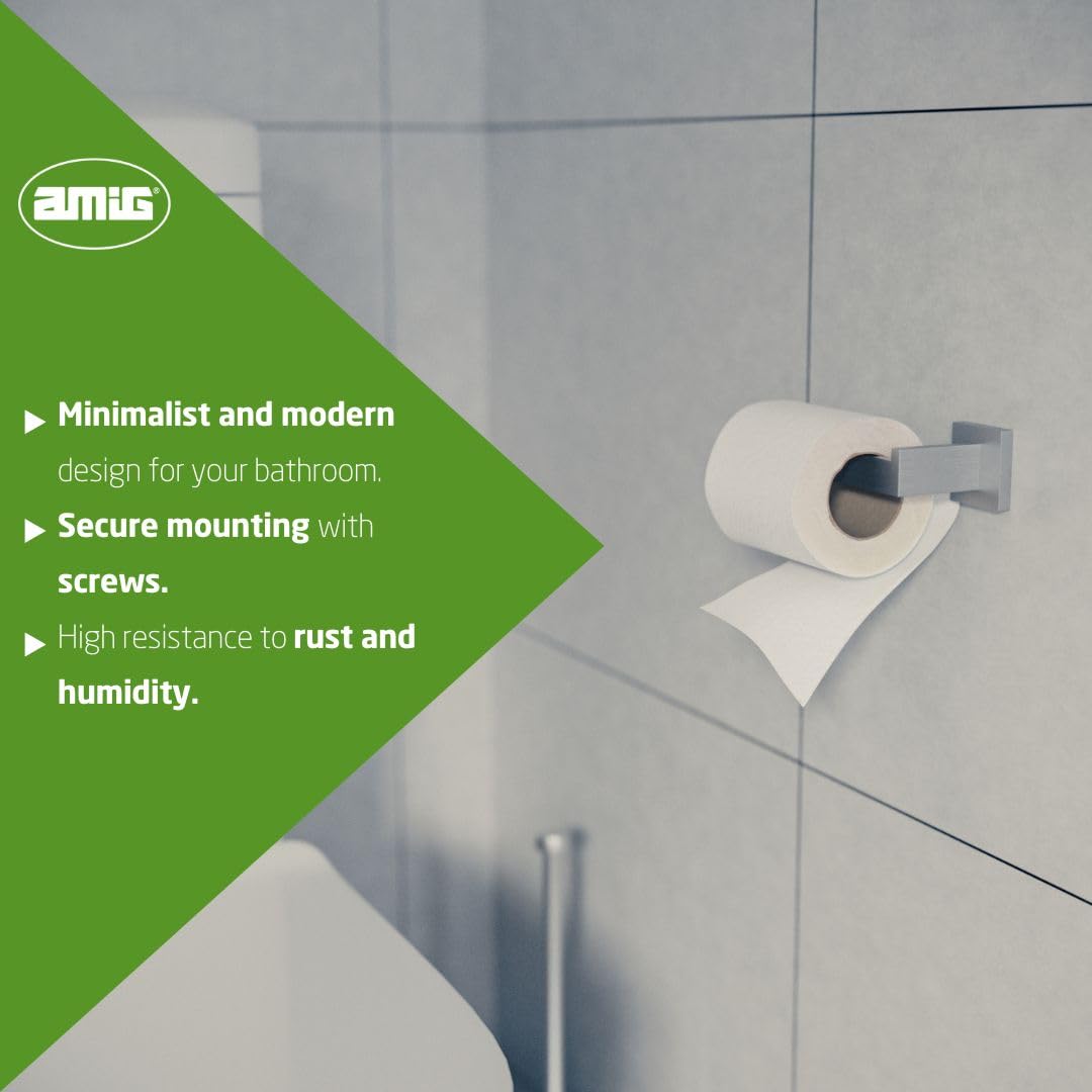 Amig - Bathroom Toilet roll Holder Mod. Isla-3, Matte Silver - Image 3