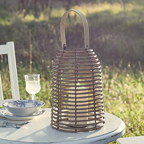 Lights4fun Lanterna in Vimini di 30cm con Candela