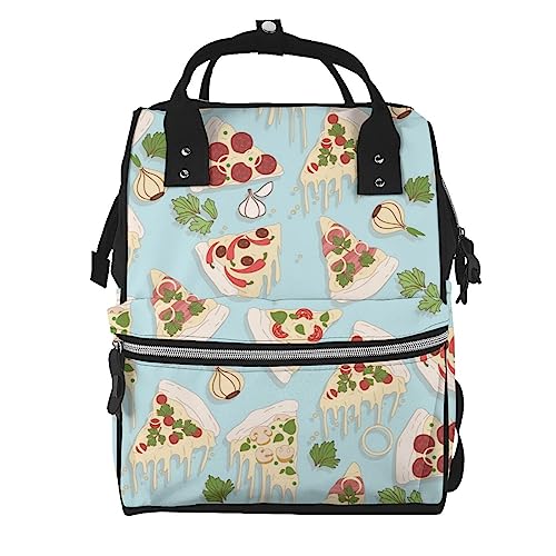 Sac à dos à langer pizza pour ranger vos affaires de bébé et votre ordinateur portable