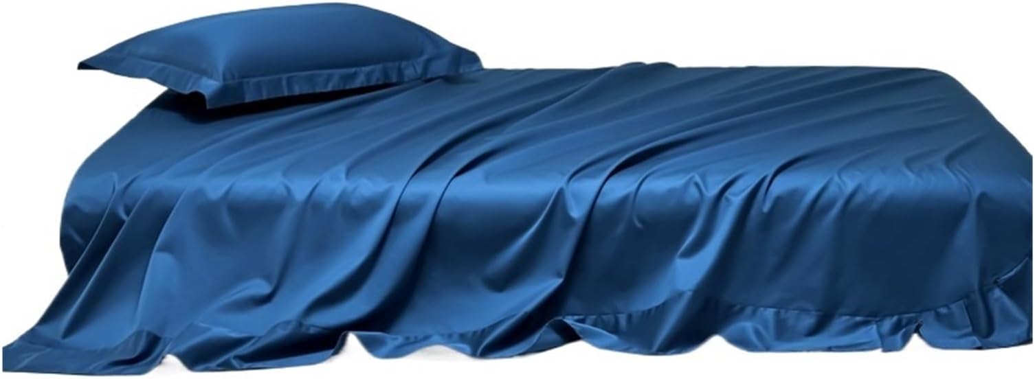 Egyptian Cotton Bed Sheets Set 1000TC Bedding 4/6 Pieces Flat Fitted Sheet Pillowcase Double King Queen Size(Prussian Blue,Full Size 4pcs)
