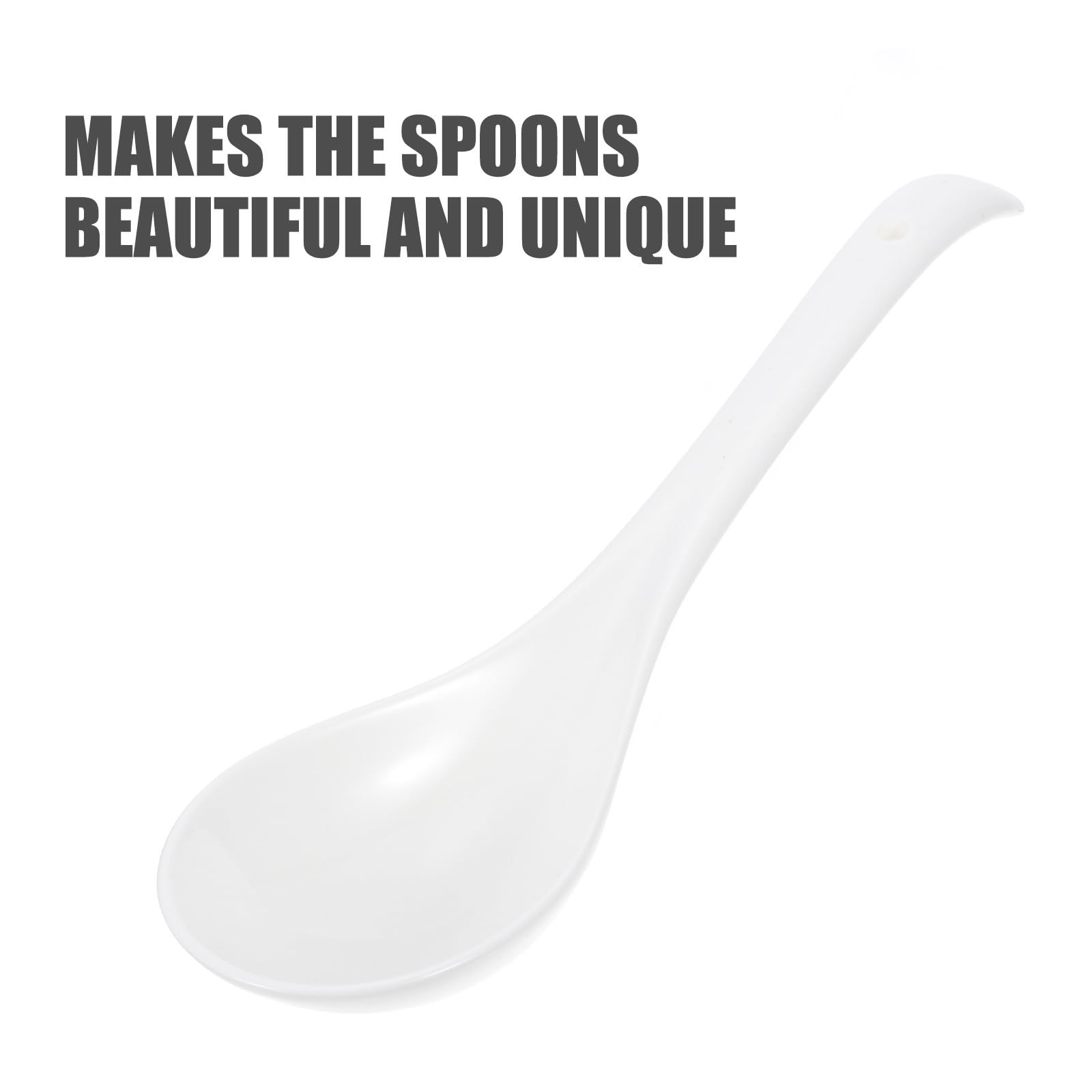 Uonlytech Lot de 6 Cuillères à Soupe en Céramique Blanche Légères et Résistantes, Design Simple et Élégant Cuisine Maison et Service de Table