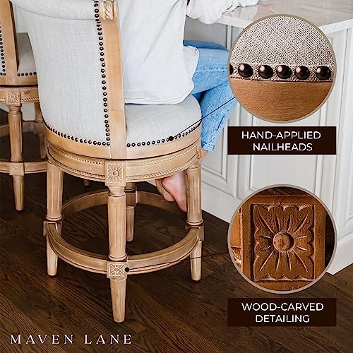 Maven Lane Pullman High-Back Kitchen Swivel Bar Stool, Weathered Oak, Bar Height, Set Of 4 #TOP3