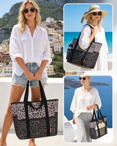 WOOMADA Large Mesh Beach Tote -Tote Bag for Towels & Vacation Essentials — view 2