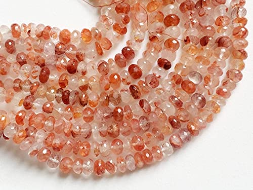 Quartz graphique collier perles orange naturelles de 8mm taillées en rondelles facettées