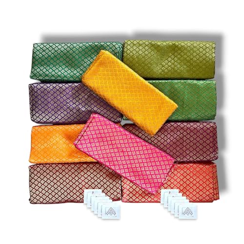 LOVENSPIRE 10 PCs Bulk Saree Blouse Piece Unstitched Varalakshmi Blouses Navratri Teej Thamboolam Sari Blouse with Bindi