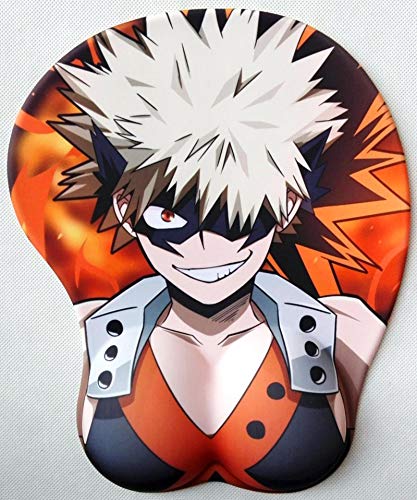 LNIUB Japanese Anime My Hero Academia Bakugou Katsuki Silicone 3D Mouse Pad Lycra Fabric Wristbands Cartoon Creative Sexy Mouse Pad Chest Mouse Pads